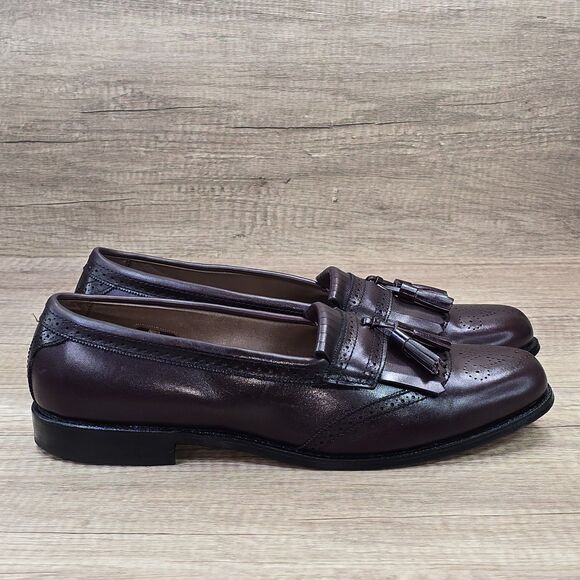 Allen Edmonds Bridgeton Men's Size 12 B Burgundy Kiltie Tassel Loafers (5079) - Picture 1 of 9